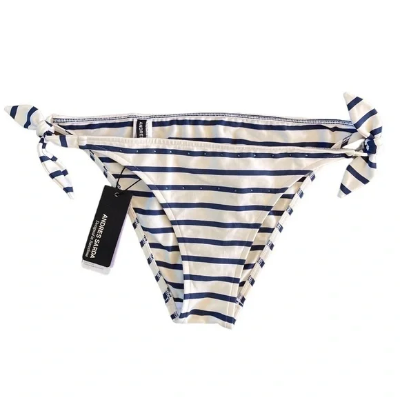 Andres Sarda Barcelona Twiggy Bikini Bottom NWT side Tie Striped - Picture 1 of 5